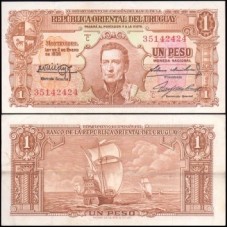 Uruguay Uruguai P-35b.2 Sob 1 Peso L.1939 Série C - José Artigas