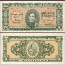 Uruguay Uruguai P-34 Fe 50 Centesimos L.1939 José Artigas