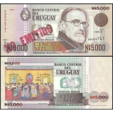Uruguay Uruguai P-68Aa.2 Fe 5.000 Nuevos Pesos Uruguayos 1989 Pedro Figari