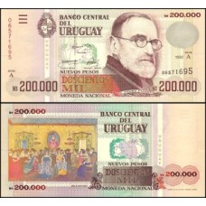Uruguay Uruguai P-72 Fe 200.000 Novos Pesos 1992