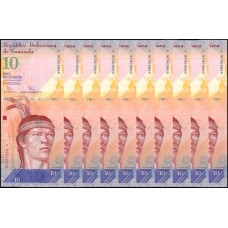 Venezuela P-90b Fe 10 Bolívares Fuerte 2009 Lote C/10 Cédulas