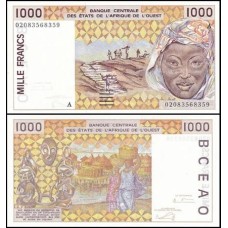 W A S Costa do Marfim P-111Ak Fe 1.000 Francs 2002