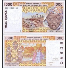 W A S Costa do Marfim P-111Ai Fe 1.000 Francs 1999