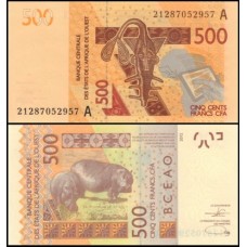 W A S Costa do Marfim P-119Aj Fe 500 Francs 2021