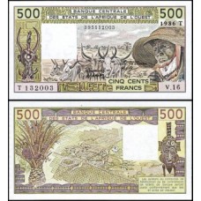 W A S Togo P-806Ti Fe 500 Francs 1986