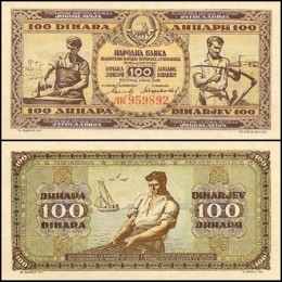 Yugoslavia Iugoslávia P-65b Fe 100 Dinara 1946