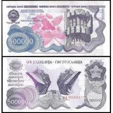 Yugoslavia Iugoslávia P-98a Fe 500.000 Dinara 1989