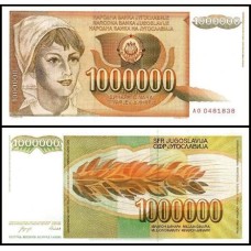 Yugoslavia Iugoslávia P-99 Fe 1.000.000 Dinara 1989