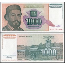 Yugoslavia Iugoslávia P-140a Fe 1.000 Dinara 1994