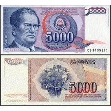 Yugoslavia Iugoslávia P-93a Fe 5.000 Dinara 1985