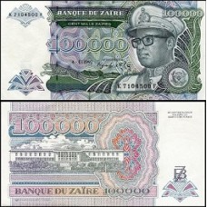 Zaire P-41a.1 Fe 100.000 Zaïres 1992 Mobutu Sese Seko