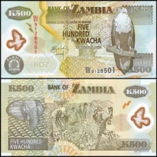 Zâmbia P-43h Fe 500 Kwacha 2011 Polímero