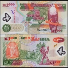 Zâmbia P-44b Fe 1.000 Kwacha 2002 Polímero