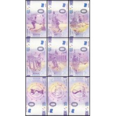 Zero Euro FIFA - Set com 9 Cédulas Mesma Numeração 2022 Fe - Cédula Não Oficial