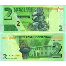 Zimbabwe P-101a Fe 2 Dollars 2019 Híbrida