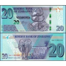 Zimbabwe P-104a Fe 20 Dollars 2020
