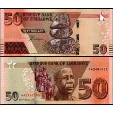 Zimbabwe P-105a Fe 50 Dollars 2020 Híbrida