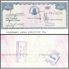Zimbabwe P-19a.2 S/Fe 50.000 Dollars 2003 Zimbabwe P-19a.2 S/Fe 50.000 Dollars 2003