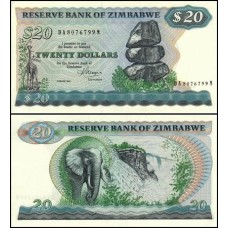 Zimbabwe P-4c Fe 20 Dollars 1983