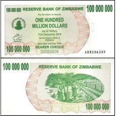 Zimbabwe P-58 Fe 100.000.000 Dollars 2008