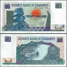 Zimbabwe P-7a Fe 20 Dollars 1997