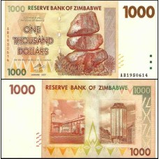 Zimbabwe P-71 Fe 1.000 Dollars 2007