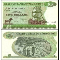Zimbabwe P-2c Fe 5 Dollars 1983 Zimbabwe P-2c Fe 5 Dollars 1983