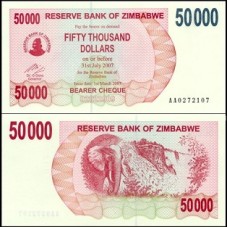 Zimbabwe P-47 Fe 50.000 Dollars 2007
