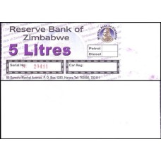Zimbabwe 5 Litres Petrol Diesel - Emitida pelo RBZ Reserve Bank of Zimbabwe