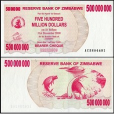 Zimbabwe P-60 Fe 500.000.000 Dollars 2008