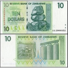 Zimbabwe P-67 Fe 10 Dollars 2007