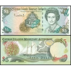 Cayman Islands Ilhas Caimã P-27a Fe 5 Dollars 2001 Rainha ♛