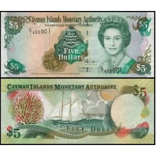 Cayman Islands Ilhas Caimã P-34a Fe 5 Dollars 2005 Rainha ♛