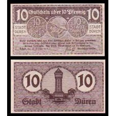 Germany Alemanha Düren K-512l S/Fe 10 Pfennig 1919 85x50mm