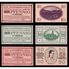 Germany Alemanha Godesberg K-744 S/Fe 10, 25, 50 Pfennig 192