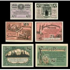 Germany Alemanha Lauban K-1199 S/Fe 10, 25, 50 Pfennig 1920