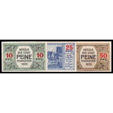 Germany Alemanha Peine K-2028b S/Fe 10, 25, 50 Pfennig 1920