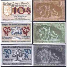 Germany Alemanha Waldenburg K-2552g S/Fe 10, 25, 50 Pfennig
