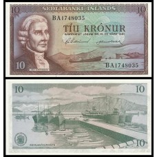 Iceland Islândia P-42a.1 Fe 10 Krónur L.1961