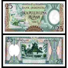 Indonésia P-57 Fe 25 Rupiah 1958 Indonésia P-57 Fe 25 Rupiah 1958