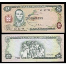 Jamaica P-55a Mbc 2 Dollars L.1960 (1970)