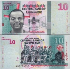 Swaziland Suazilândia P-41a Fe 10 Emalangeni 2015 Comemorativa Visão 2022