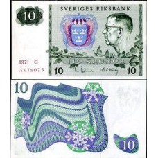 Sweden Suécia P-52c.1 Fe 10 Kronor 1971 Gustavo VI Adolfo