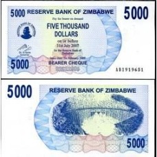 Zimbabwe P-45 Fe 5.000 Dollars 2007
