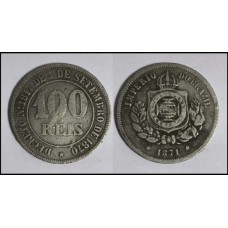 Brasil 100 Réis 1871 V-002 Cupro-Níquel Mbc (352)