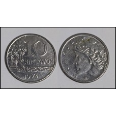 Brasil 10 Centavos 1974 V-298 Inox Sob (339)