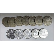 Brasil Lote C/12 Moedas 10 Centavos Circuladas (509)
