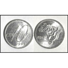 Brasil 10 Cruzeiros 1965 V-284 Alumínio (571)