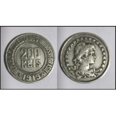 Brasil 200 Réis 1919 V-091 Cupro-Níquel Sob (170)