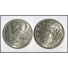 Brasil 20 Centavos 1967 V-304 Fc Cu-Ni Petróleo (634)
